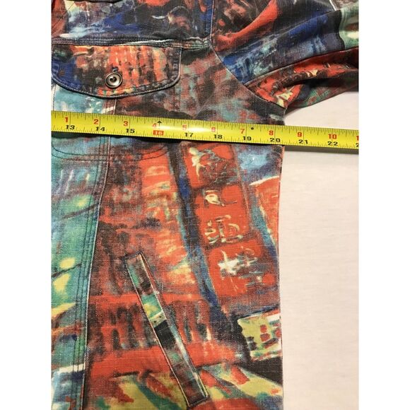 Chico’s Art To Wear Jacket Women's Size 1 (Med-8) Earth Tones Retro Denim Style - Picture 6 of 8